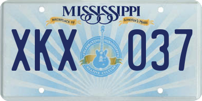 MS license plate XKX037