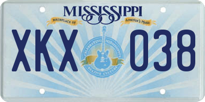 MS license plate XKX038