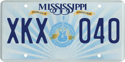MS license plate XKX040