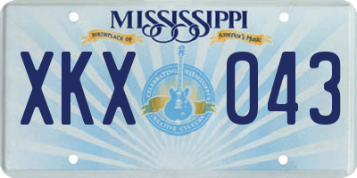 MS license plate XKX043