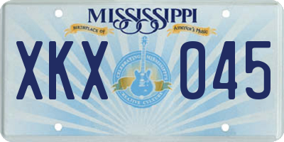 MS license plate XKX045