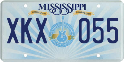 MS license plate XKX055
