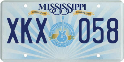 MS license plate XKX058