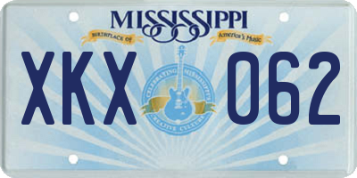 MS license plate XKX062