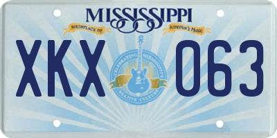 MS license plate XKX063