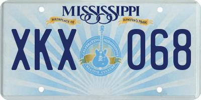MS license plate XKX068