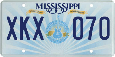 MS license plate XKX070