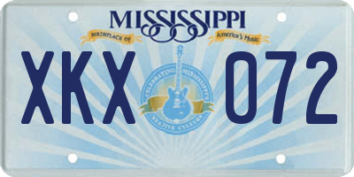 MS license plate XKX072