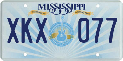 MS license plate XKX077