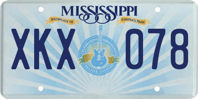 MS license plate XKX078