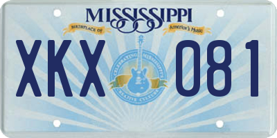 MS license plate XKX081