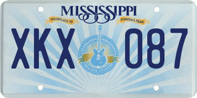 MS license plate XKX087