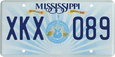MS license plate XKX089