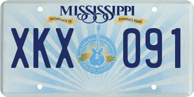 MS license plate XKX091