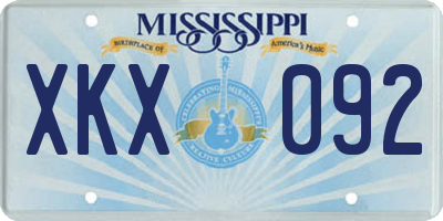 MS license plate XKX092