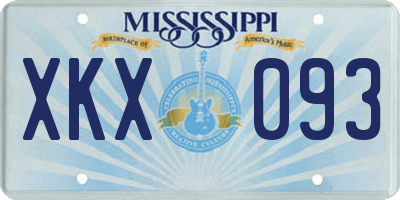 MS license plate XKX093