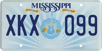 MS license plate XKX099