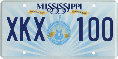 MS license plate XKX100