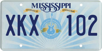 MS license plate XKX102