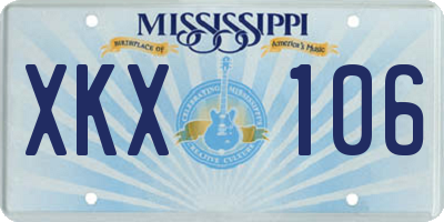 MS license plate XKX106