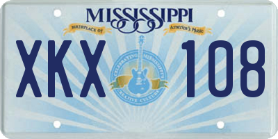 MS license plate XKX108