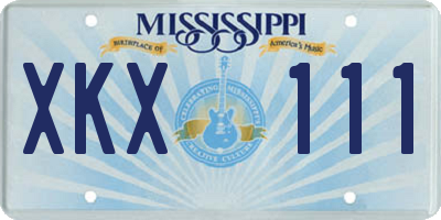MS license plate XKX111