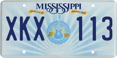 MS license plate XKX113