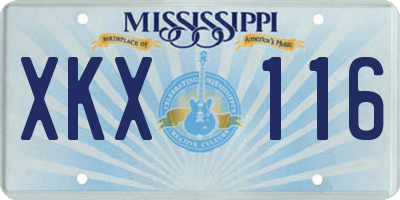 MS license plate XKX116