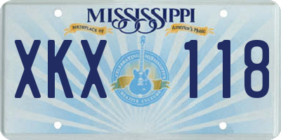 MS license plate XKX118