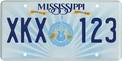 MS license plate XKX123