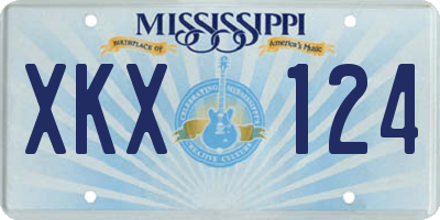 MS license plate XKX124