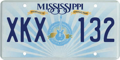 MS license plate XKX132