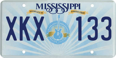 MS license plate XKX133