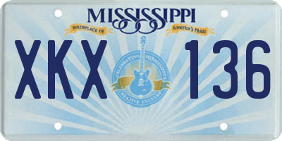 MS license plate XKX136