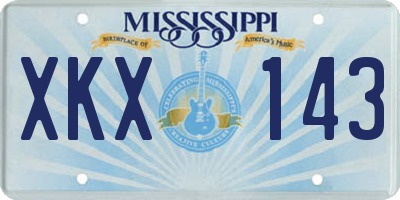 MS license plate XKX143