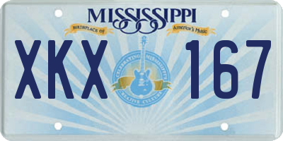 MS license plate XKX167