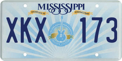 MS license plate XKX173