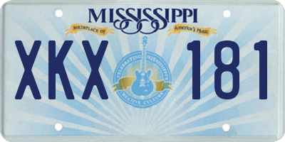 MS license plate XKX181
