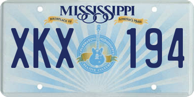 MS license plate XKX194