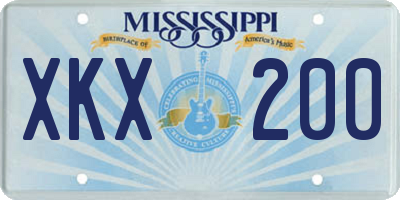MS license plate XKX200