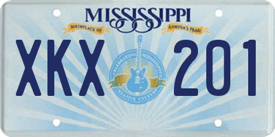 MS license plate XKX201