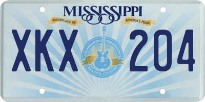 MS license plate XKX204