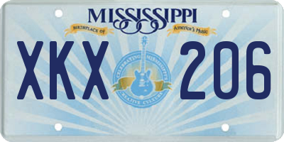 MS license plate XKX206