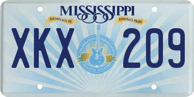 MS license plate XKX209