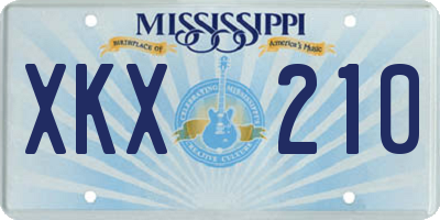 MS license plate XKX210