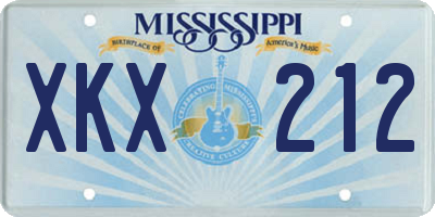 MS license plate XKX212