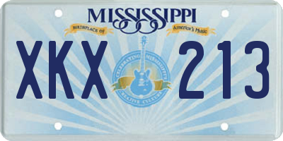 MS license plate XKX213