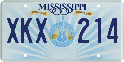 MS license plate XKX214