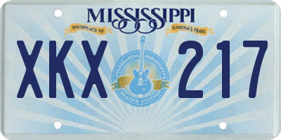 MS license plate XKX217