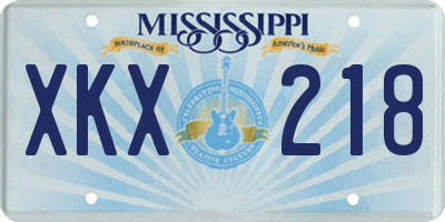 MS license plate XKX218